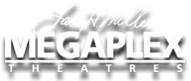 Larry H. Miller Mega Plex Theatres White Text Logo