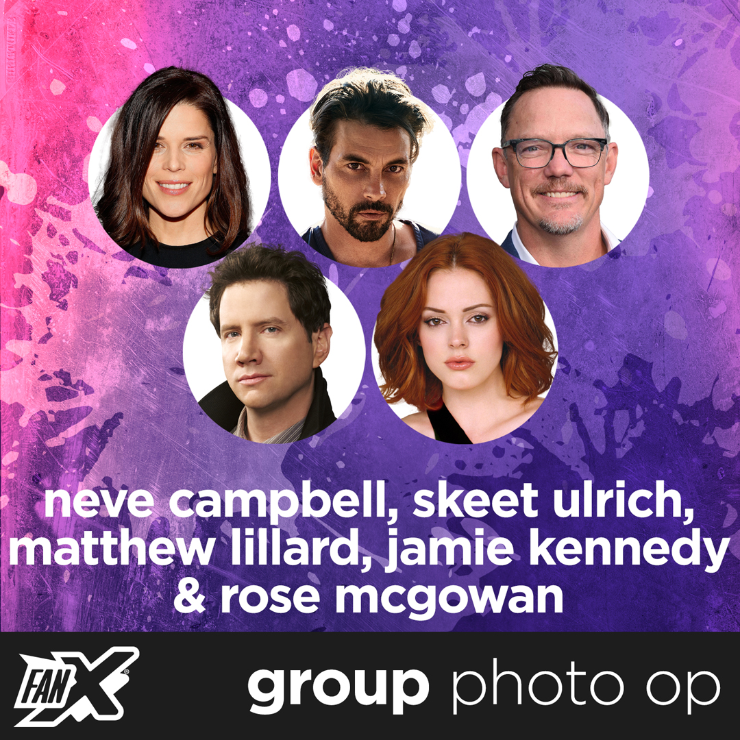 Group photo Op w/Rose McGowan, Neve Campbell, Skeet Ulrich, Matthew Lillard & Jamie Kennedy
