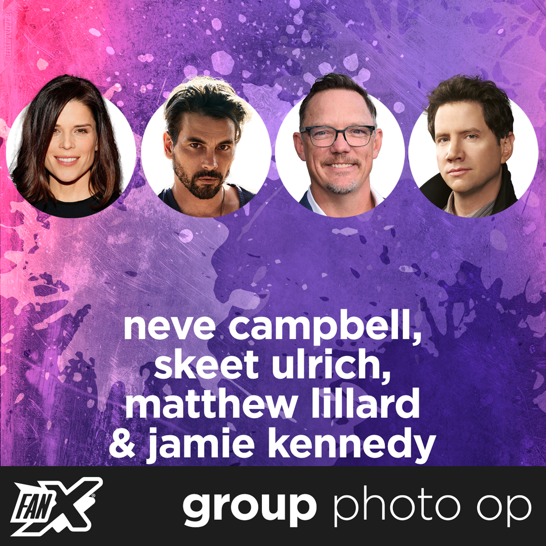 Group Photo Op with Neve Campbell, Matthew Lillard, Skeet Ulrich & Jamie Kennedy