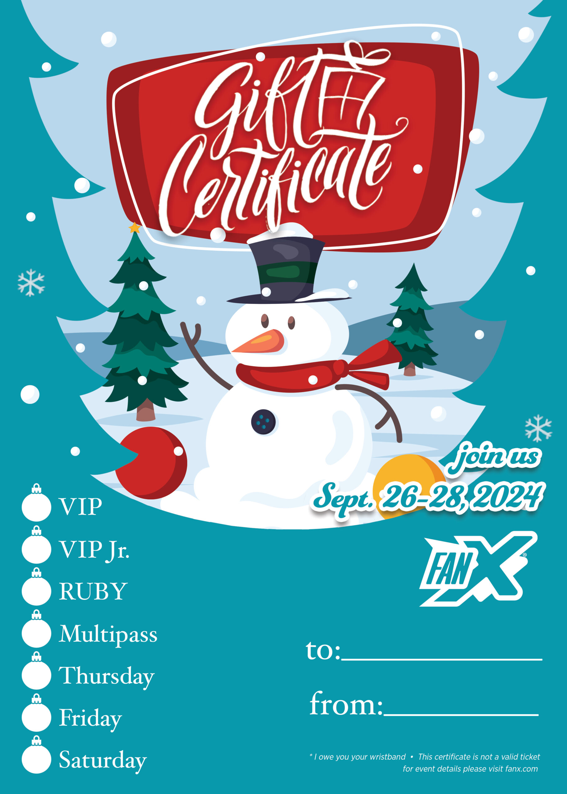 FanX Passes as Holiday Gifts with our Printable Gift Certificate!